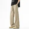 Calça Casual UOOHE da Moda Estilo Americano de Seda de Gelo Secagem Rápida para Homens, Verão Fina Respirável Solta Reta de Perna Larga Longa