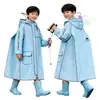 Impermeable infantil para niños y niñas con espacio para mochila, impermeable de cuerpo entero, a prueba de lluvia, con capucha, poncho de lluvia ligero para uso escolar