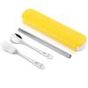 Conjunto de Talheres Portátil de Aço Inoxidável Garfo Colher Hashi Pequeno Sorriso Conjunto de Três Peças Talheres de Estudante Logotipo Imprimível