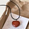 Piedra Natural Cuerda Negra Amor Otoño e Invierno Atmósfera Collar Diario para Mujer Viaje Simple Elegante Combinable Cadena Larga de Lana