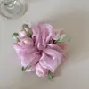 Scrunchie Grande Flor Tulipa Doce Estilo Coreano para Mulheres, Elástico de Cabelo, Corda para Coque, Faixa de Cabelo, Acessório de Cabelo Elástico