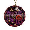 70mm fundo branco pintado Halloween Redondo Madeira Madeira pintada abóbora Fantasma e Outros Halloween decoração pingente