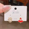 Presente de Natal 2025 Brinco de Floco de Neve, Galho de Alce e Pérola Estilo Europeu Esmalte Vermelho Luxo Leve Brincos Exquisitos Joias