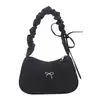 Bolsa de Ombro Plissada com Laço para Mulheres, Moderna e Versátil, Bolsa de Ombro Simples, Bolsa Casual Elegante para o Dia a Dia, Bolsa de Mão