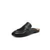 Talla Talla Superior Retráctil Piel de Vaca Zapatos Muller Verano 2025 Planos Simples Cabeza Redonda Cuero Genuino Calzado Exterior Pantuflas para Mujer