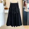 Moda Feminina Plus Size 2026 Outono Novo Estilo MM Gordinha Nicho Design Francês Irregular Babado Tridimensional Saia Midi
