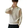 Estilo Coreano Casual Cremallera Media-Alta Punto Polo Cuello Solapa Manga Larga Ropa Interior de Punto para Hombre Estilo Otoño e Invierno para Hombre