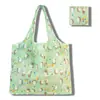 Sacola de Compras Dobrável, Bolsa Quadrada de Tecido Floral, Bolsa Tote Portátil e Resistente, Sacola Ecológica para Compras de Supermercado, Bolsa Impermeável para Armazenamento