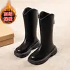 Nueva colección otoño e invierno 2026: botas altas forradas de polar fino para niñas, botas altas infantiles, botas de princesa y botas altas de cuero para primavera y otoño