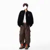 Chaqueta de Ante con Diseño Patchwork Retro Americano para Hombre, Abrigo Limpio de Invierno de Alta Gama Estilo Granja