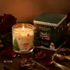 Vela perfumada, cera à base de plantas, castiçal, castiçal de Natal, vela sem fumaça para uso doméstico e interno, castiçal de vidro, peça decorativa criativa para restaurantes