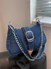 2026 Nuevo Bolso de un Solo Hombro Bolso de Mezclilla para la Axila para Mujer, Diseño de Nicho de Moda, Bolso Cruzado de Lona con Cadena Moderno y Versátil
