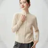 Conjunto de moda~Cárdigan de cachemira de cuello alto medio, nueva colección otoño/invierno 2026, top holgado y estilizado con bolsillos para mujer