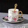 Conjunto de Café Luxuoso em Porcelana de Osso com Bordas Douradas, Estilo Pintura a Tinta Transfronteiriça, com Xícaras, Pires, Bule Grande, Conjunto para Chá da Tarde, Conjunto para Chá de Ervas e Conjunto para Água