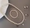 Novo europeu e americano liga amor crianças colar pérola colar pulseira amor estrelas contas coloridas joias conjunto