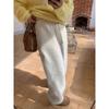 NUNBAI Estilo Americano Cintura Alta Cordão Calças de Perna Reta Feminina Outono e Inverno Novo Lazy Niche Simples All-match Wide