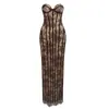 En Stock Vestido Corsé Negro de Encaje sin Tirantes 2026 Nuevo Ajustado al Cuerpo que Resalta las Caderas Vestido Largo de Noche en Stock.