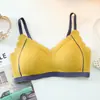 Ropa Interior de Látex Sin Costuras de Color Contrastante Nuevo Estilo Verano 2024 para Mujer, Sujetador Deportivo Delgado Push-Up sin Cables, Chaleco de Espalda Bonita para Mujer