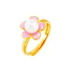 Anillo de perla de imitación de moda flor apertura ajustable coreano Dongdaemun imitación oro de 24k anillo de oro de Vietnam