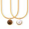 Collar Colgante de Perlas y Piedras Naturales Estilo Retro Coreano Estilo Chanel Moda de Corea del Sur Geométrico Acero de Titanio Collar para Clavícula para Mujeres
