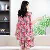 Conjunto de Pijama de Dos Piezas de Algodón y Seda de Verano para Mujer, Chaleco sin Mangas de Cuello Redondo, Conjunto de Algodón Artificial de Tallas Grandes