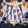Bandeirola de Aniversário Gradiente Céu Estrelado Galáctico Banner de Letras Sonhador Infantil Decorações Penduradas Espirais Enfeites para Topo de Bolo