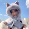 Chapéu Quente de Lã para Ciclismo ao Ar Livre no Inverno à Prova de Vento Frio Espessado Capacete Polaina de Pescoço Chapéu de Pelúcia com Capuz Integrado Feminino