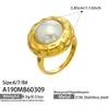 Anillo de Concha de Cuentas Coloridas de Alta Calidad Estilo Chanel, Anillo Abierto Grueso Chapado en Oro de Acero Inoxidable Texturizado Estilo Ins Europeo y Americano