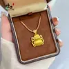 Colar Pingente Cabaça Laço Dourado Escovado Vietnamita com Design Vazado de Strass, Colar de Corrente Clavicular Versátil