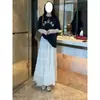 Conjunto de Dos Piezas: Camiseta de Manga Larga con Encaje y Falda de Encaje Suave, Diseño Estilo Coreano Verano 2025