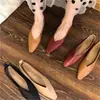 Muy Recomendado Otoño 2024 Nuevo Minimalista Coreano Color Sólido Punta Cuadrada Pequeña Boca Baja Ultra Suave Zapatos Planos de Tacón Bajo