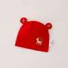 Otoño Nuevo Tipo Recién Nacido a Rojo Año Nuevo Luna Llena Bebé Gorro de Algodón Recién Nacido Fontanela Protectora Gorro Fetal de Doble Capa