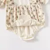 Roupas de Inverno para Meninas com Lã Grossa, Estampa Floral Elegante, Macacão de Bebê, Roupas para Bebê Menina, Direto da Fábrica, Macacão de Engatinhar, Estilo Ins