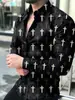 Moderna Camisa de Otoño para Hombre de Manga Larga con Estampado Digital 3D, Elegante Camisa Casual con Cuello de Solapa