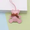 Encanto de Bolso de Oso con Lazo de Moda Más Vendido Llavero de Cuero de Oso para Mascotas Accesorio de Moda