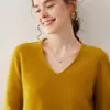 Suéter de Tricô de Caxemira com Decote em V para Mulheres, Pulôver de Caxemira Versátil e Solto de Manga Longa, Blusa Básica Feminina