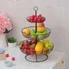 Estilo Ins Arte de Hierro Lujo Ligero Dorado y Negro Tendencia Creativo Tres Niveles Plato de Frutas Mesa de Café Sala de Estar Bandeja Multicapa
