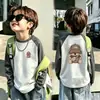 Camiseta de Manga Larga con Retazos para Niños Niños Otoño/Invierno De Rong Capa Base Cepillada 2026 Nuevo Top para Niños