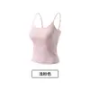 Camisole Fina de Alça Fina Sem Costura para Verão com Bojo, Lindo Design nas Costas, Cobertura Lateral dos Seios, Blusa de Alça Básica 8839-2