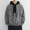 Suéter holgado con capucha estilo coreano para hombre, nuevo modelo de otoño e invierno, diseño casual, tejido grueso y cálido