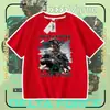 Camiseta Delta Force Weilong Rosa Vermelho Comedor de Ouro Lobo Mercadoria para Meninos, Manga Curta Estudante Caimento Solto Tendência