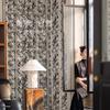 Cortina Blackout Jacquard Chenille Vintage Francês 2025 Preto e Branco Sala de Estar Quarto Escritório Shaoxing Keqiao Cortina Pronta
