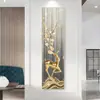 Nove imagens de peixes na entrada, faixas estreitas de pintura de decoração de varanda, de frente para a porta, murais verticais, pinturas no corredor de entrada