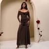 Amazon Primavera Nuevo Vestido Sexy de Tubo de Gama Alta Vestido Largo Moda Elegante Vestido con Costuras Plisadas