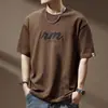 Camiseta de Manga Corta para Hombre Estampada Retro Americana Verano Holgada Talla Grande Media Manga Algodón Puro Oversize Marca de Moda Camiseta