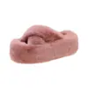 Pantuflas de algodón Otoño/Invierno 2026, nuevos y elegantes zapatos peludos para el hogar con tiras cruzadas, suelas gruesas, aptos para usar en exteriores, estilo slip-on de felpa