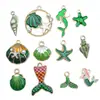 Serie Verde Kit de Materiales para Colgantes de Aleación Esmaltada de Conchas Marinas, Caracolas y Estrellas de Mar DIY Accesorios para Pendientes