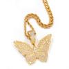 Collar con colgante de mariposa de circonita estilo hip hop europeo y americano, cadena de lana con insecto de mariposa reticulada, muy popular, transfronterizo, nuevo.