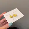 2025 Novo Estilo Pequenos Frescos Amarelos Esmalte Pingado Bolinhas Brincos Agulha de Prata Retrô Elegantes Acessíveis Brincos de Luxo Brincos