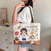 Bolsa de Lona Coreana Linda de Dibujos Animados para Mujer con Buen Aspecto Bolsa de Hombro con Cremallera para Estudiantes que Asisten a Clase Bolsa de Gran Capacidad Bolsa Tote